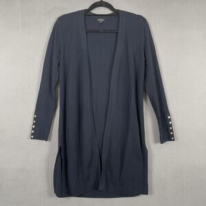 Talbots Sweater Cardigan Womens S Blue V-Neck Open Tight-Knit Longline